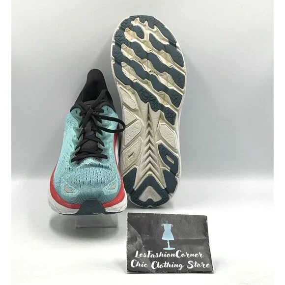 Hoka One One Men's Teal Aquarelle Clifton 8 Running Athletic Shoes Sz 11.5D 3021 - Picture 4 of 16